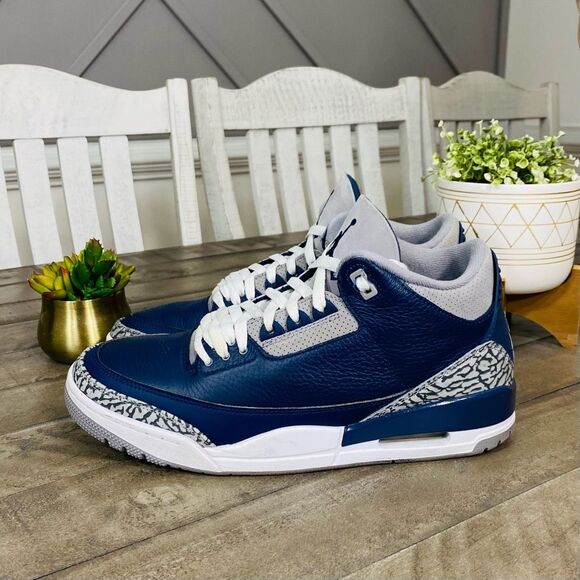 Jordan Other - Nike Air Jordan 3 Retro Georgetown CT8532-401 OG Cement Blue Navy Size 10.5
